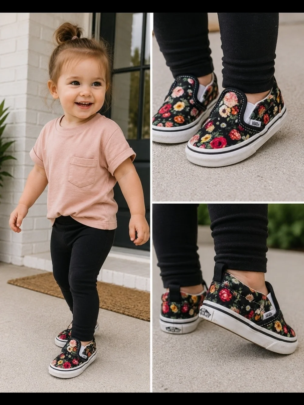 Vans Kids Classic Slip-On Floral Shoe - Black/Multi